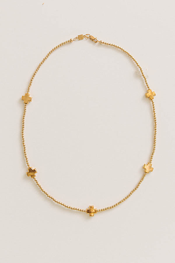 Enewton Signature Cross 2mm Beaded Gold Choker in 15 inches