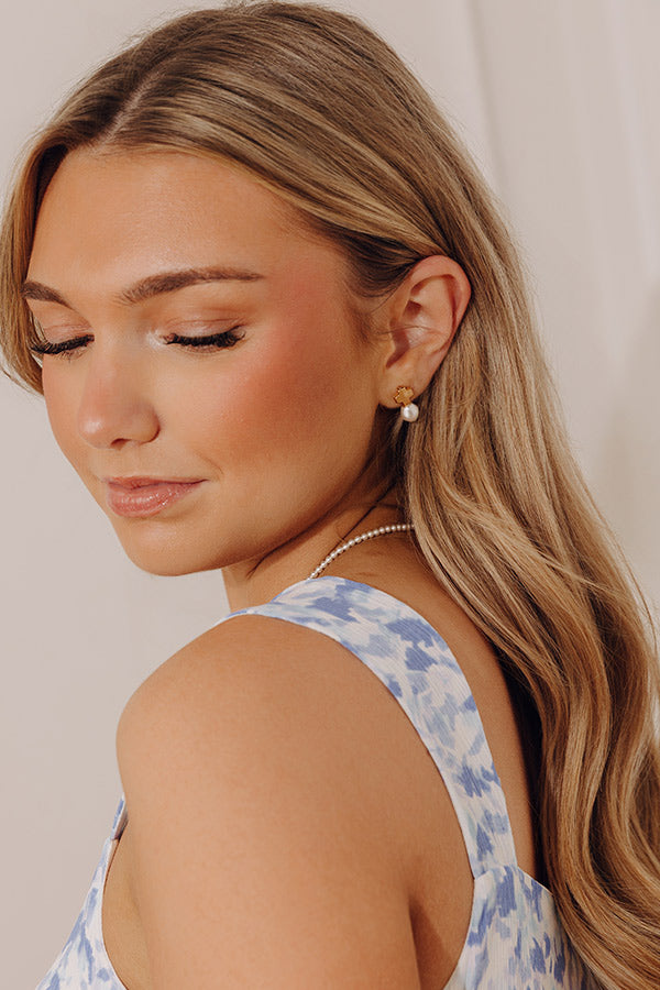 Enewton Signature Gold Cross Classic Drop Earrings in Pearl Image - 2