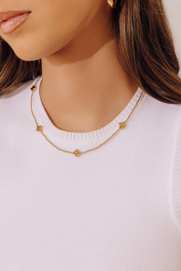 Enewton Signature Cross 2mm Beaded Gold Choker in 17 inches