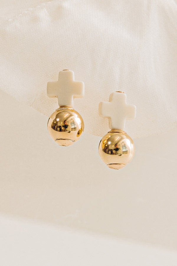 Enewton Signature Cross Classic Drop Earrings in Ivory Image - 2