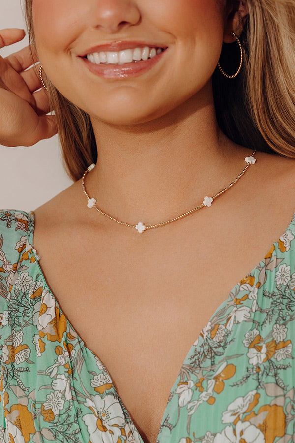 Enewton Signature Cross 2mm Beaded 17 inch Gold Choker in Ivory