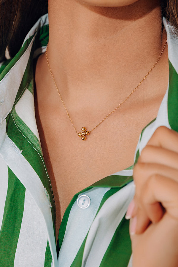 Enewton Signature Cross Beaded Gold Necklace in 4mm Image - 3