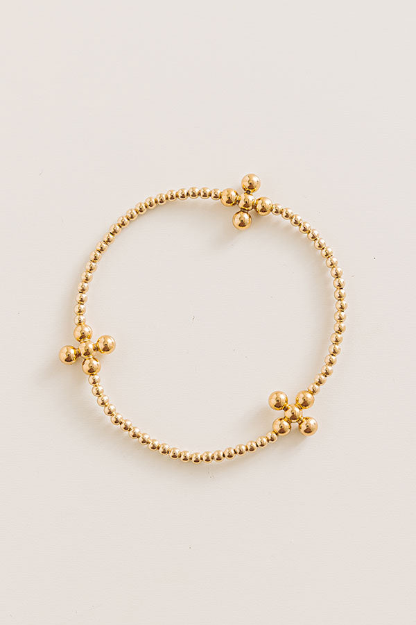 Enewton Beaded 4mm Gold Signature Cross 2.5mm Gold Bracelet Image - 1
