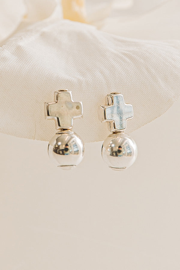 Enewton Signature Silver Cross Classic Drop Earrings in Silver Image - 1