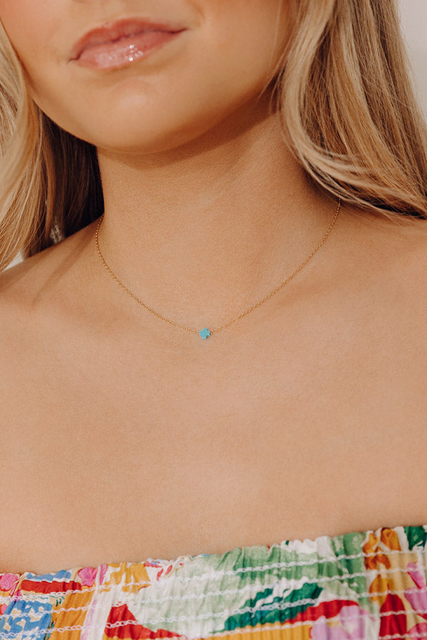 Enewton Small Signature Cross Gold Necklace in Turquoise Image - 1