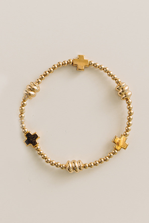 Enewton Signature Cross Gold and Admire Gold 3mm Gold Bracelet Image - 1