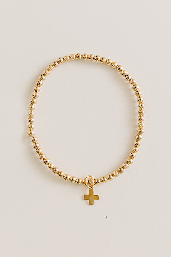 Enewton Classic Gold 3mm Bracelet in Signature Cross Gold Charm Image - 1