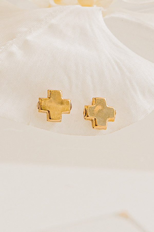 Enewton Signature Cross Gold Stud Earrings