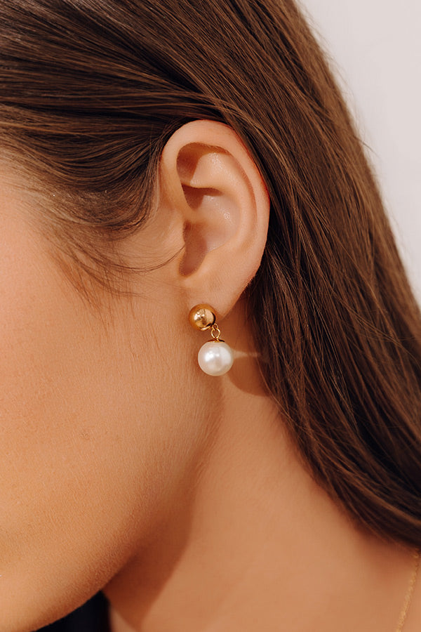 Enewton Classic 10mm Ball Drop Stud Earrings in Pearl Image - 3