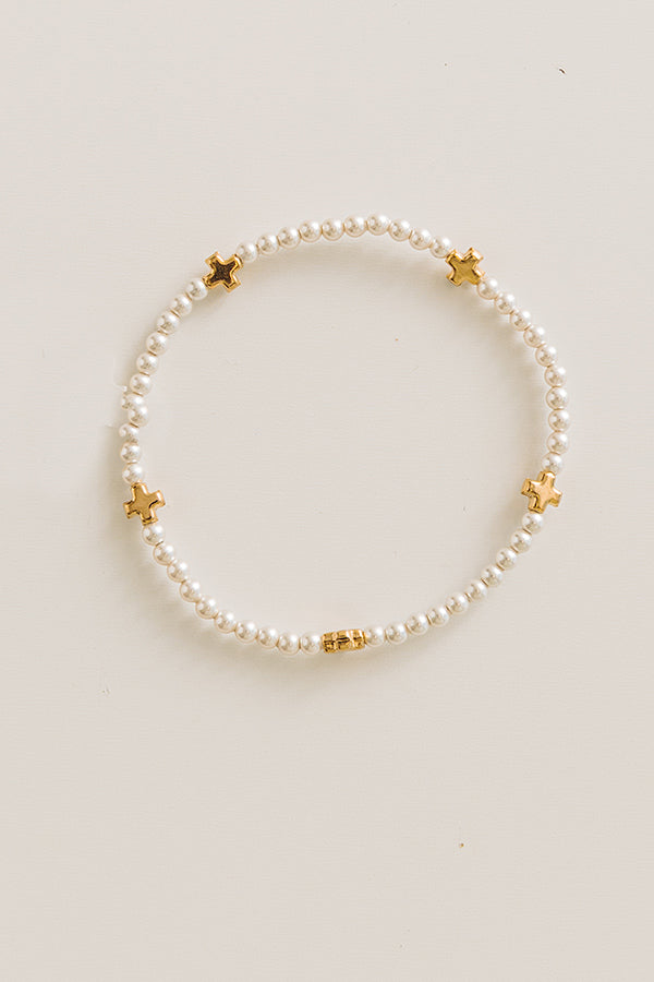 Enewton Signature Cross Small 3mm Pearl Bracelet Image - 1