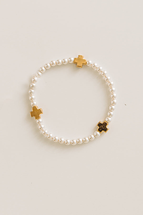 Enewton Signature Cross 4mm Pearl Bracelet Image - 1