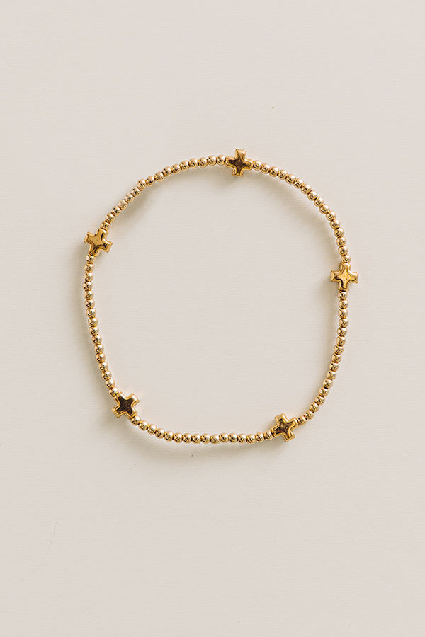 Enewton Signature Cross Small 2mm Gold Bracelet Image - 1