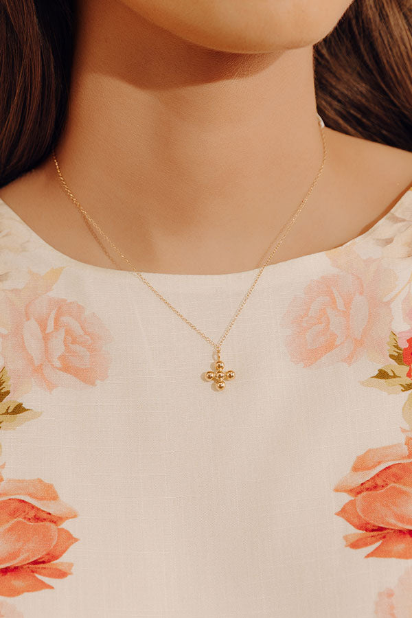 Enewton Signature Cross Beaded Gold Charm Necklace
