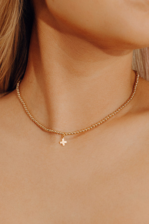 Enewton Classic Gold 3mm Signature Cross Gold Charm Choker in 15 inches Image - 1