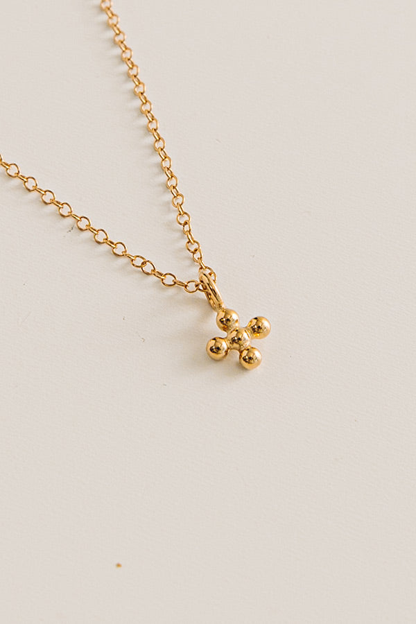 Enewton Signature Cross Beaded Small Gold Charm Necklace