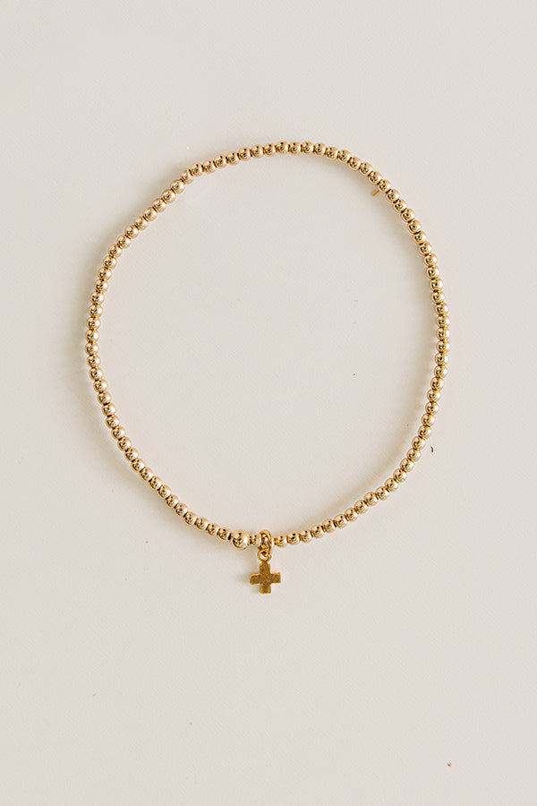 Enewton Classic Gold 2mm Bracelet in Signature Cross Small Gold Charm Image - 1