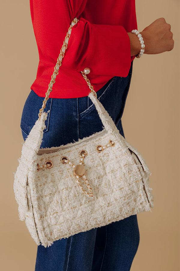 The Paisley Tweed Purse in White
