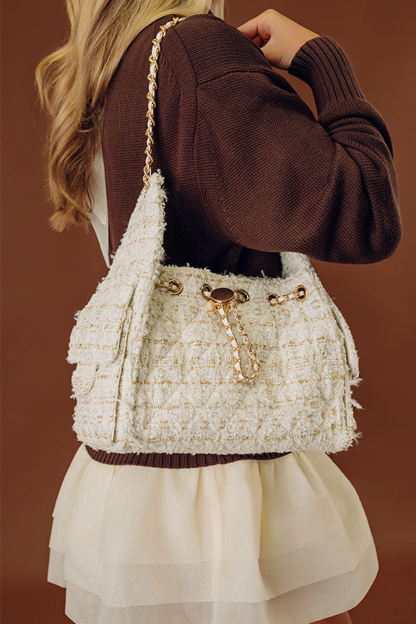 The Paisley Tweed Purse in White