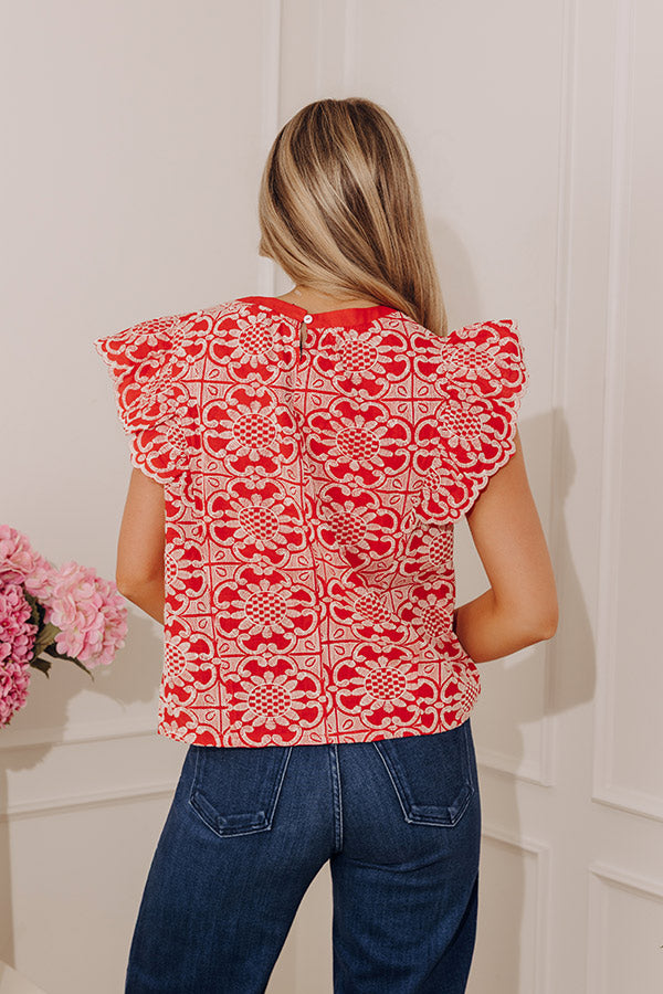 Positano Muse Floral Embroidered Top Image - 4
