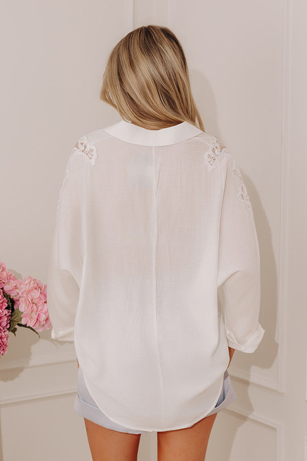 Breezy Harbor Oversized Lace Button Up Top Image - 3