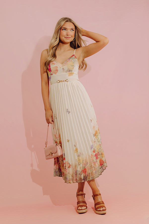 Butterfly Dreams Pleated Floral Midi Dress