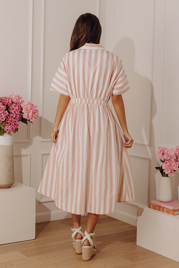 Stripes And Smile Button Down Midi Dress Image - 3
