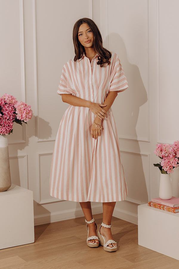 pink button up midi dress Women's Show Me the Way Fuchsia Cotton Button Front Midi Shirt Dress | Color: Fuchsia Pink | Size: M