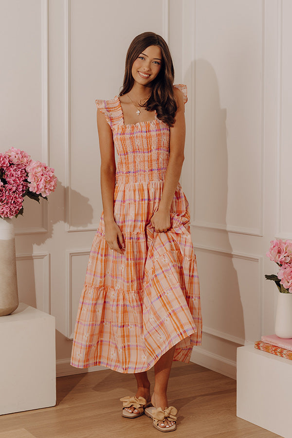 Picnic in Provence Smocked Tiered Midi Dress Image - 5