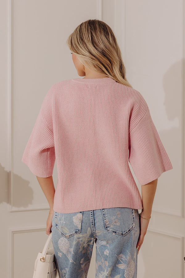 Softly Gathered Knit Sweater Top in Pink Image - 4