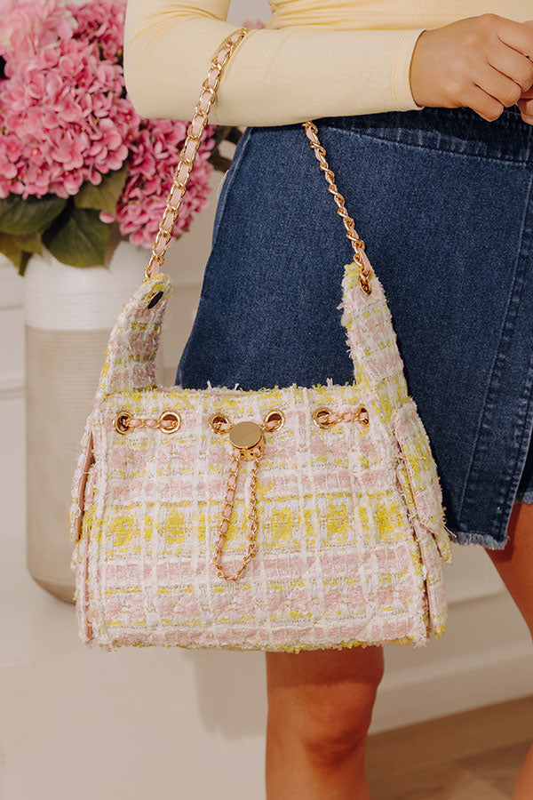 The Paisley Tweed Purse in Pink