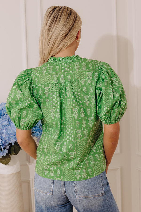 Wildflower At Heart Floral Top in Kelly Green Image - 4