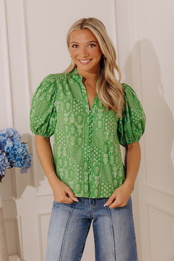 Wildflower At Heart Floral Top in Kelly Green Image - 5