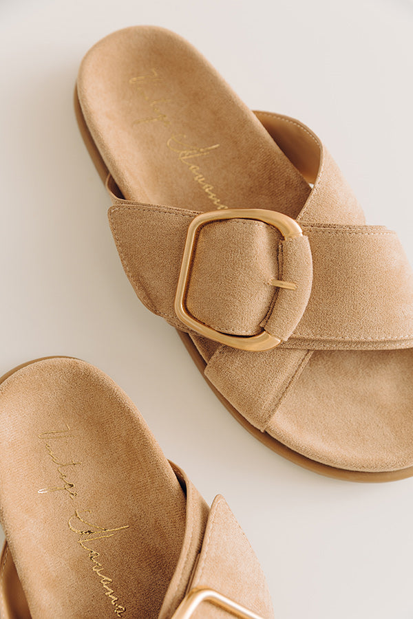 The Elektra Faux Suede Sandal in Iced Latte Image - 2