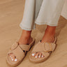 The Elektra Faux Suede Sandal in Iced Latte Image - 1
