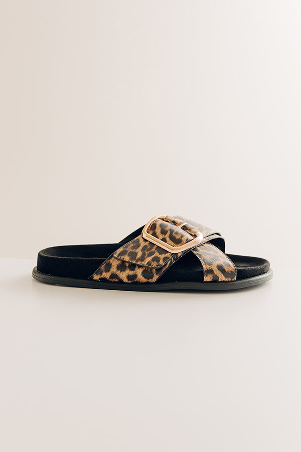 The Elektra Faux Leather Sandal in Leopard Image - 2