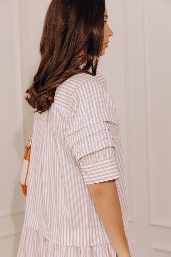 Sugar Stripes Mini Dress in Warm Taupe Image - 3