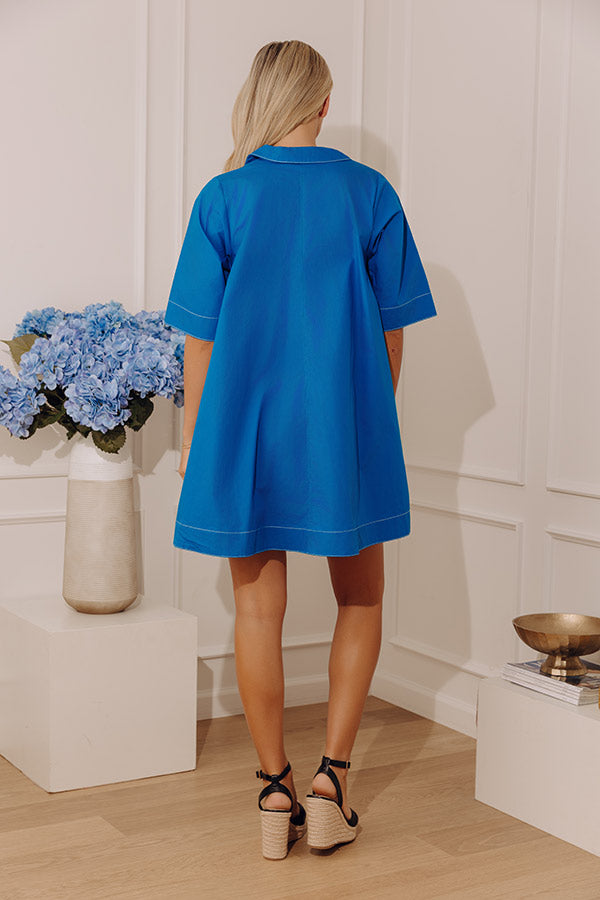 Simple Staple Poplin Mini Dress in Ocean Blue S / ocean-blue Simple Staple Poplin Mini Dress in Ocean Blue S / ocean-blue