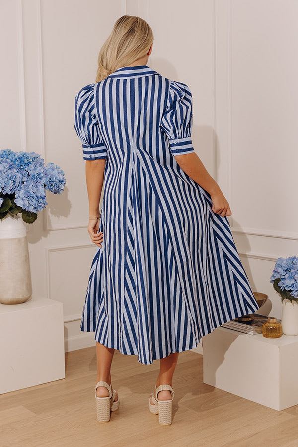 Stripe A Pose Midi Dress in Navy Image - 4