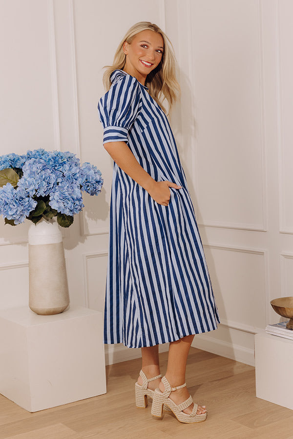 Stripe A Pose Midi Dress in Navy Image - 3