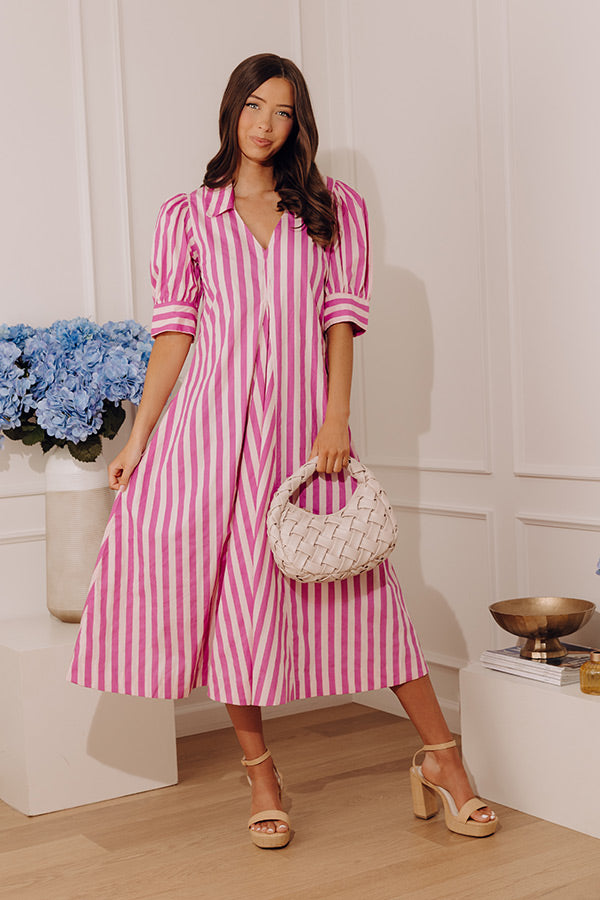 Stripe A Pose Midi Dress in Violet Image - 1
