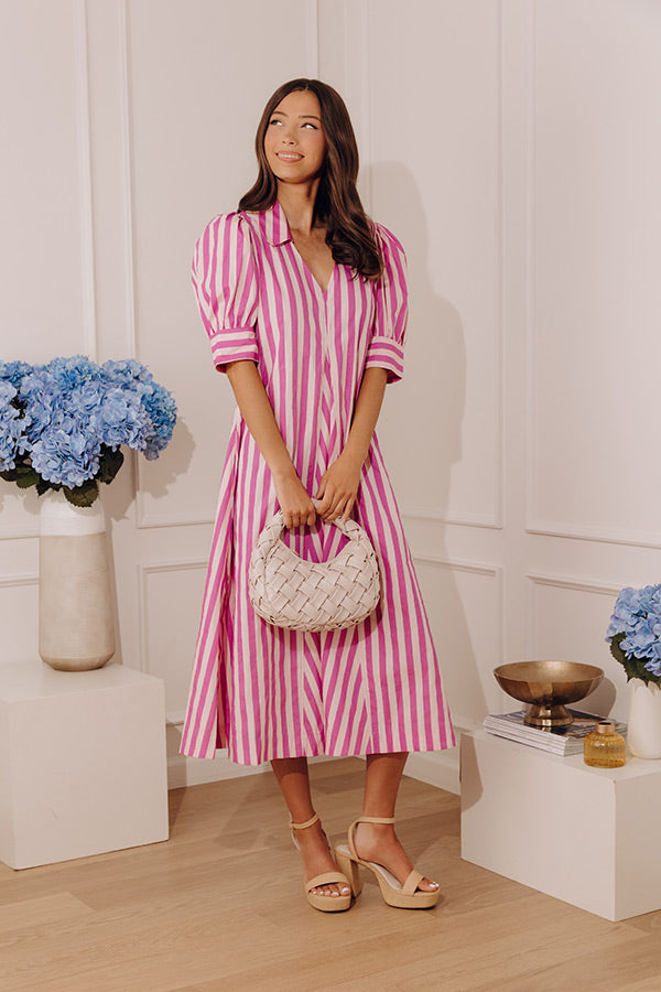 Stripe A Pose Midi Dress in Violet Image - 4