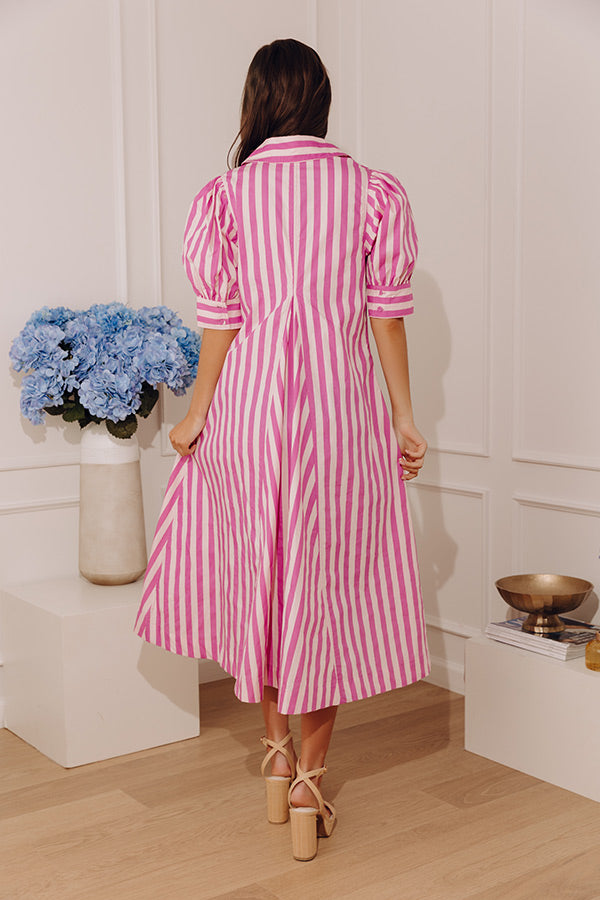 Stripe A Pose Midi Dress in Violet Image - 3