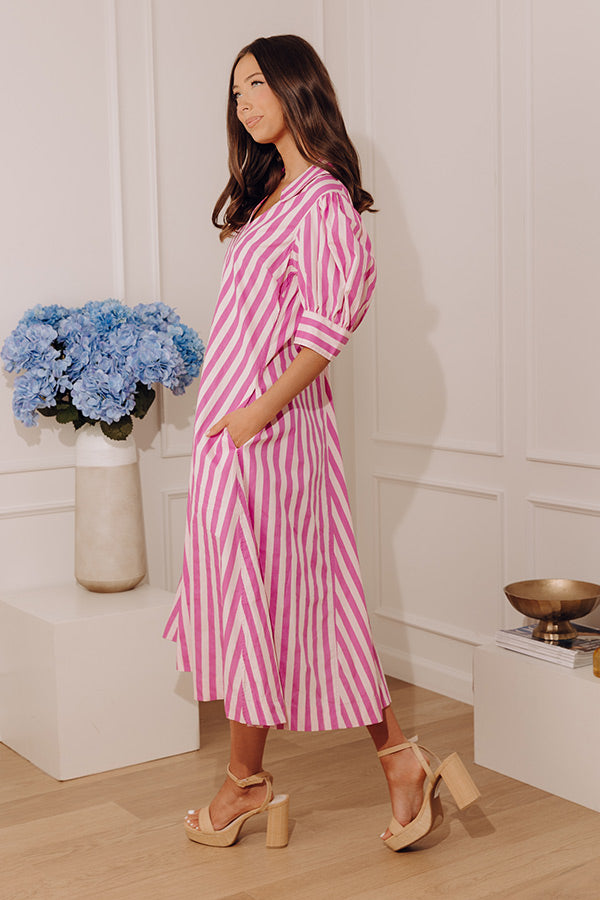 Stripe A Pose Midi Dress in Violet Image - 2