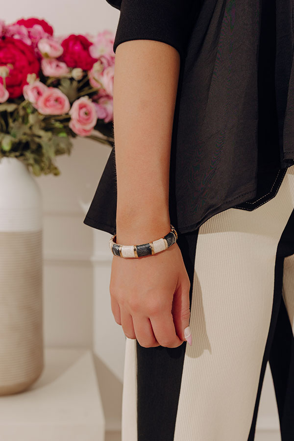 On Holiday Hinge Bangle Bracelet in Black Image - 1