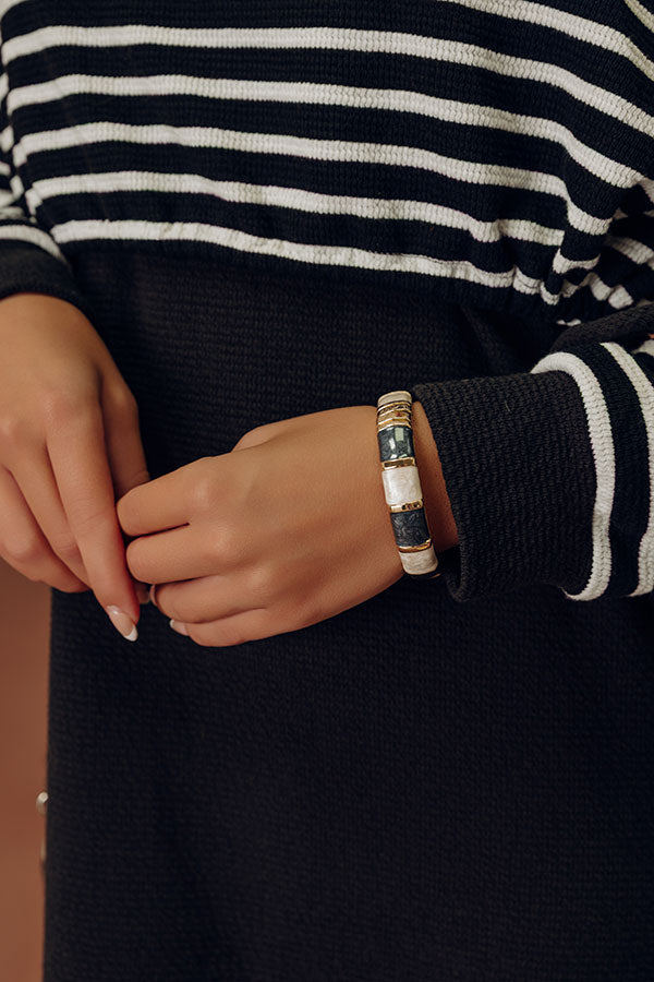 On Holiday Hinge Bangle Bracelet in Black Image - 1
