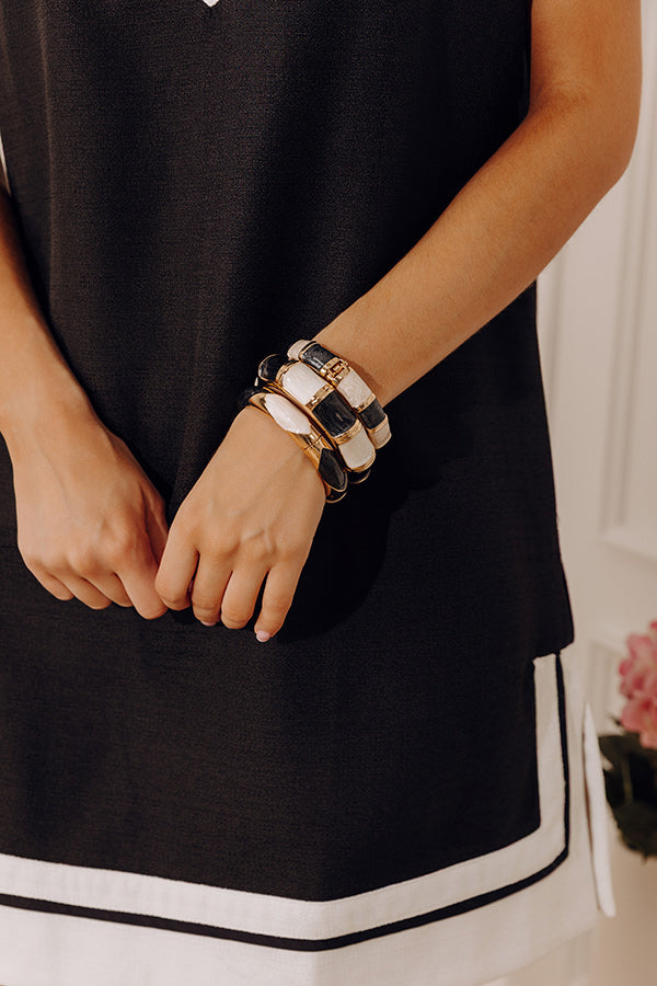 Vacay Bliss Hinge Bangle Bracelet in Black Image - 2