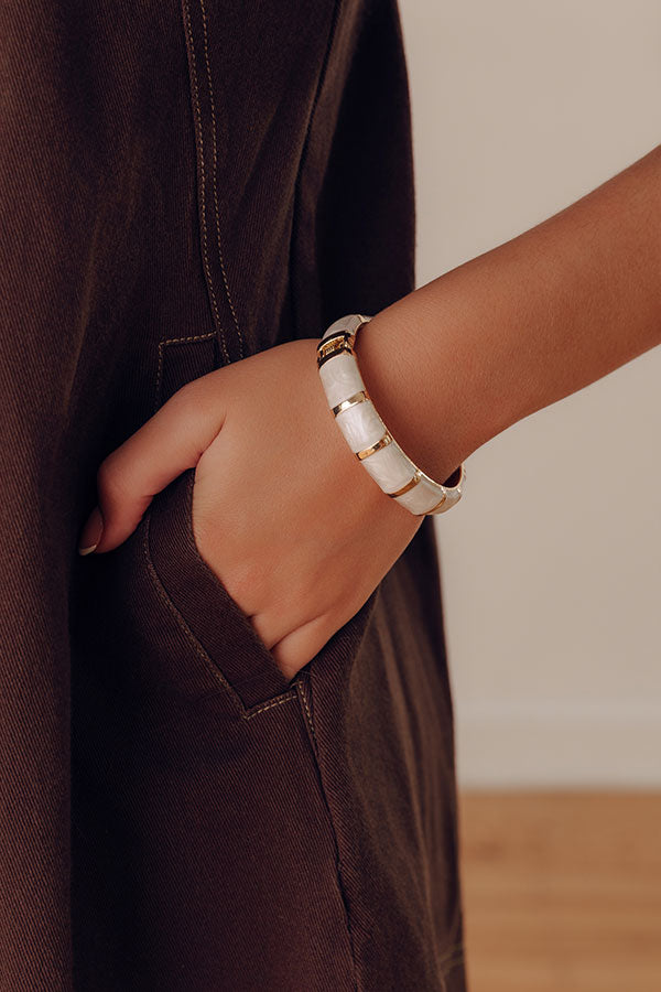 On Holiday Hinge Bangle Bracelet in Champagne