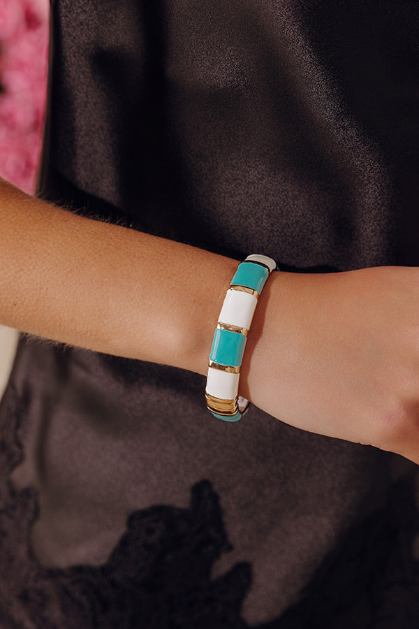 On Holiday Hinge Bangle Bracelet in Light Blue