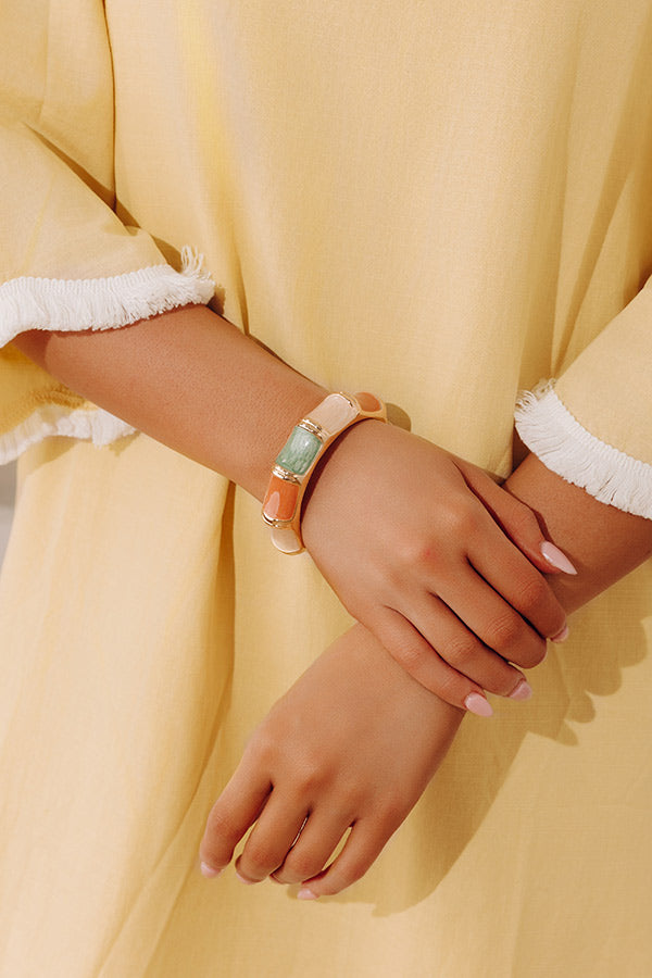 Vacay Bliss Hinge Bangle Bracelet in Dark Peach