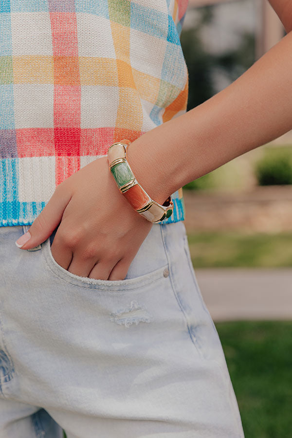 Vacay Bliss Hinge Bangle Bracelet in Dark Peach Image - 1